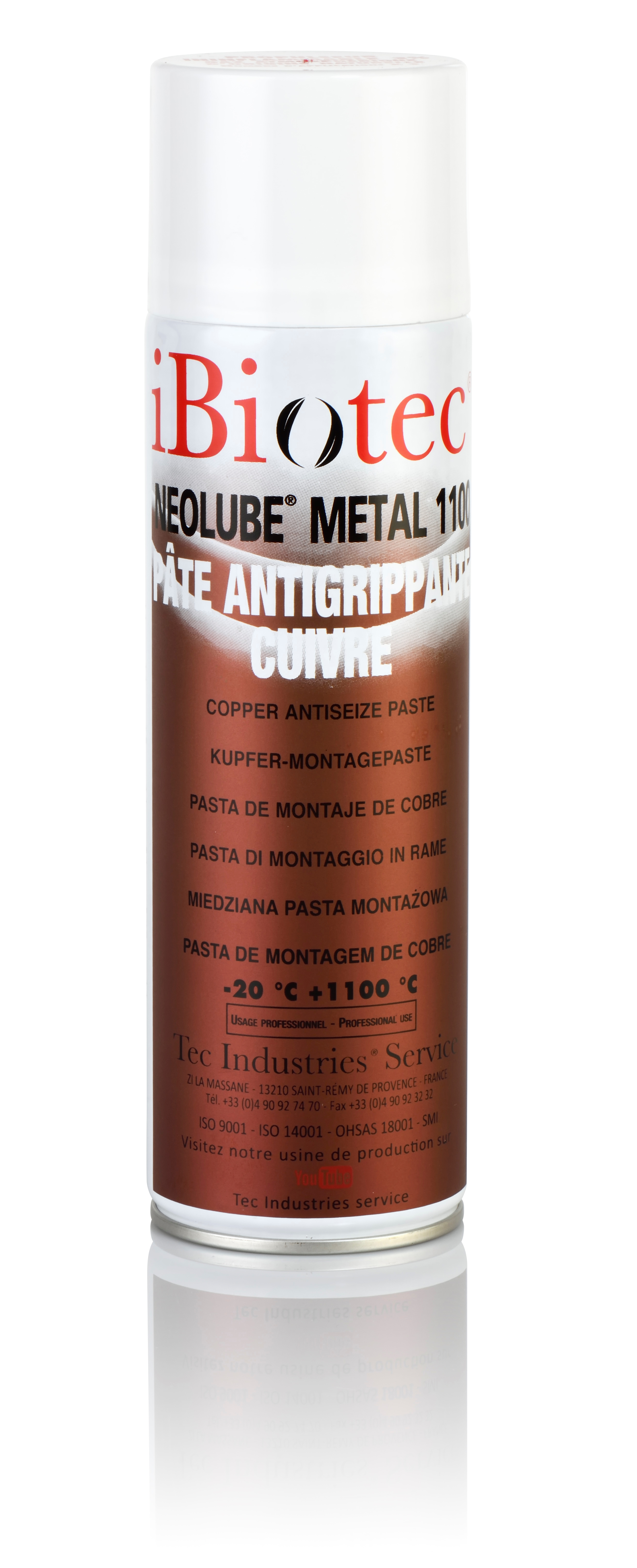 Copper grease, copper anti seize, copper anti seize spray, copper antiseize lubricant, copper anti seize ibiotec, assembly compound, copper compound, drills grease, Electric contact grease, copper grease for very high temperatures 1100°C. anti-corrosion. weld-resistant enabling disassembly. compliant with MIL A 907 ED specifications. anti-seize copper paste aerosol, copper paste, copper grease, high temperature copper grease, copper assembly paste, electrical contact grease, copper grease for brakes, copper grease for electrical contacts. high-temperature grease. very high-temperature grease. technical grease suppliers. industrial grease suppliers. industrial lubricant suppliers. technical grease manufacturers. industrial grease manufacturers. industrial lubricant manufacturers. 
